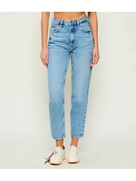 GUESS Blugi MOM JEAN | Tapered fit albastru