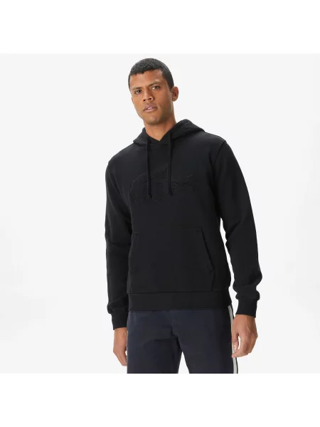 Lacoste Sweter Relaxed Fit Z Kapturem I Z Nadrukiem czarny