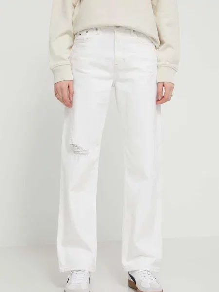 Дънки Tommy Jeans с висока талия бяло