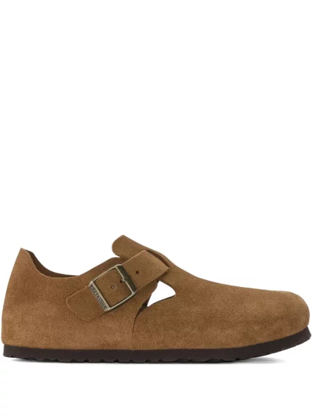Papuci tip mules Birkenstock din piele de căprioară maro