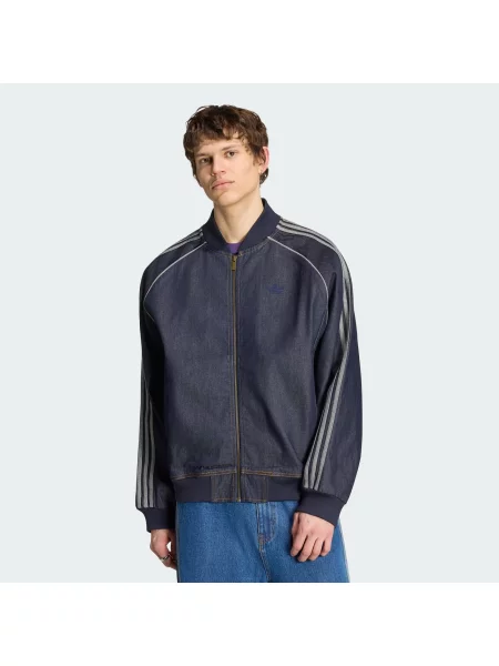 ADIDAS ORIGINALS Prechodná bunda SST Adicolor tmavomodrá sivá
