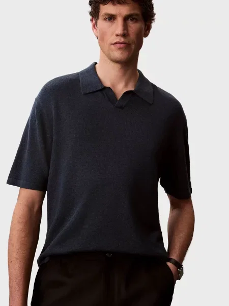 Лляне поло Calvin Klein синє