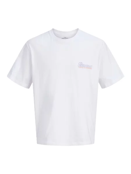 JACK & JONES Tricou JORSKETCH albastru / mov prună / portocaliu alb