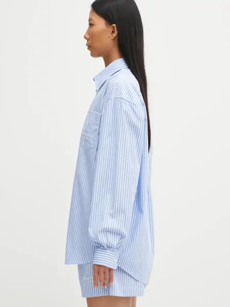 Sporty & Rich koszula Eden Script Oversized relaxed z kołnierzykiem klasycznym niebieski