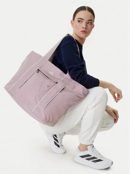Torba tote z nadrukiem z logo model ‘Yoga’ Adidas różowa