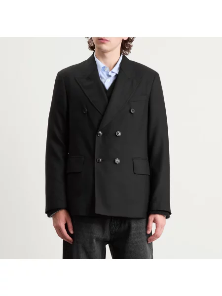 Our Legacy marynarka wełniana Unconstructed Db Blazer czarny niebieska