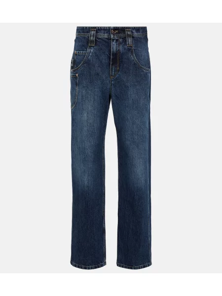 Szerokie jeansy Brunello Cucinelli niebieskie