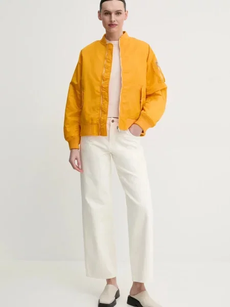 Kurtka bomber Santon przejściowa oversize żółty