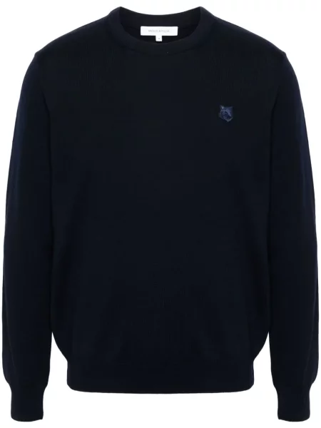 Vlněný svetr Maison Kitsuné modrý