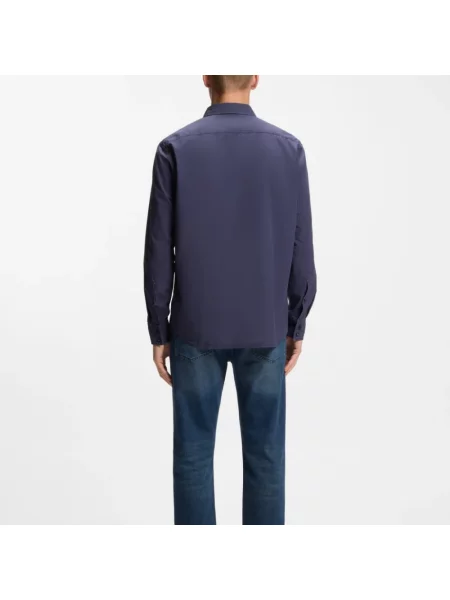 Koszula Boss Orange casual z kołnierzykiem włoskim niebieska
