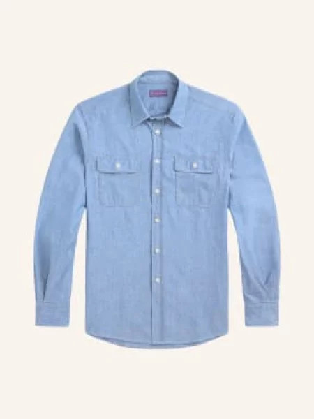 Ralph Lauren Purple Label Džínová Košile Slim Fit tmavě modrá