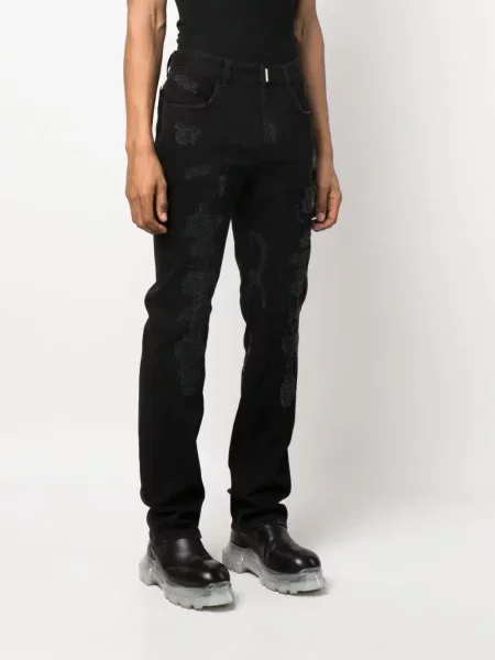 Blugi drepți Givenchy zdrențuiți negru
