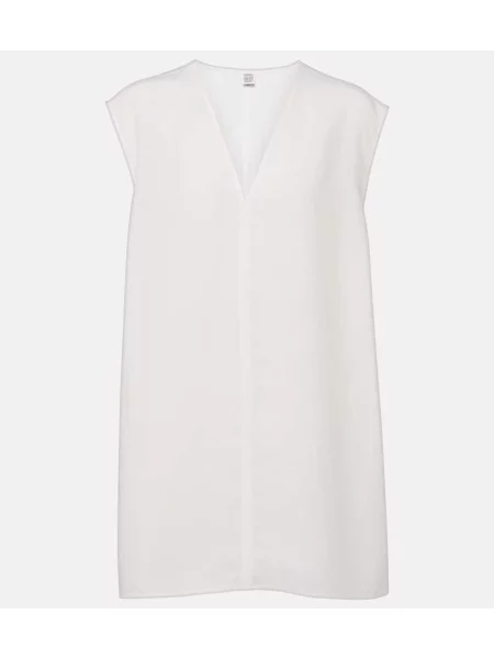 Lniany top Toteme biały