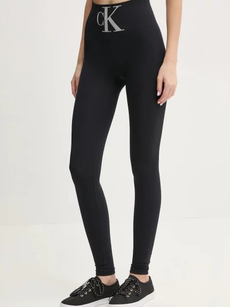 Legginsy o kroju skinny fit z nadrukiem z logo Calvin Klein Jeans czarne