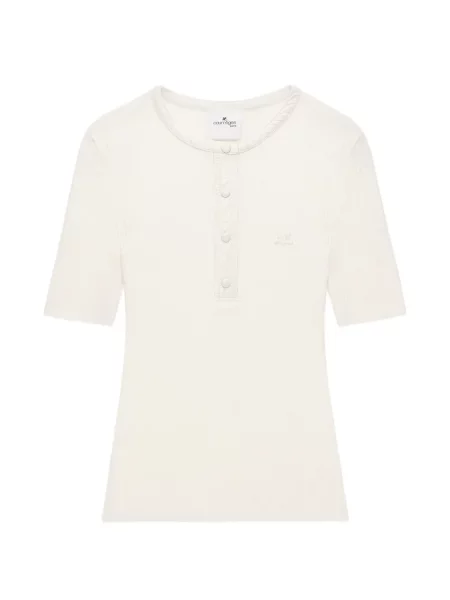 Gulerat tricou Courreges tricotate alb