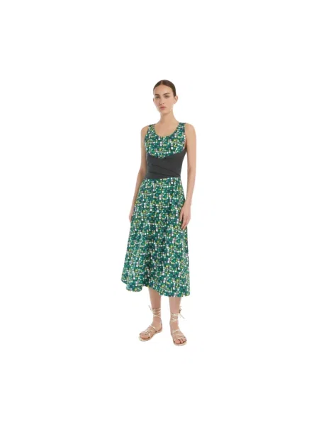 Weekend Max Mara sukienka midi rozkloszowana zielony