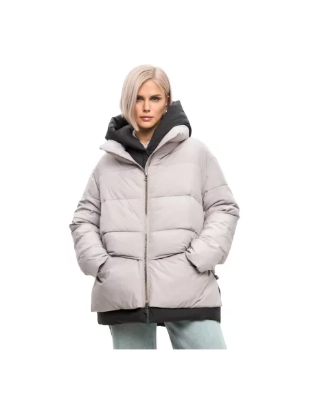 Kurtka puchowa Cesare Gaspari z kapturem beżowa