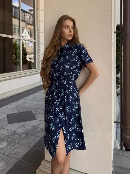 Лляна Сукня міні LadyLike синій