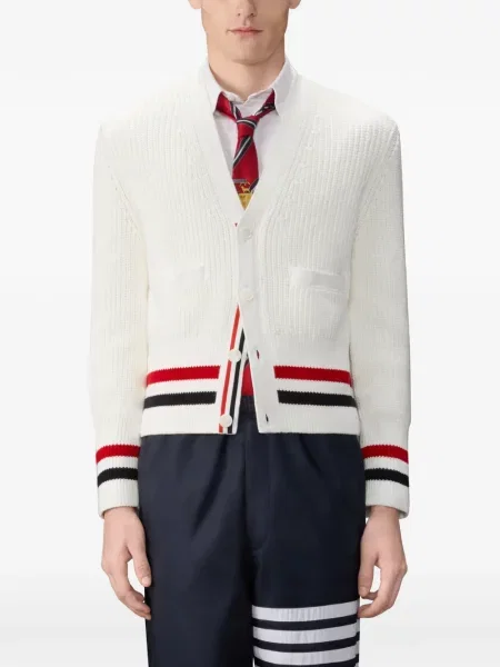 Cardigan Thom Browne cu dungi alb