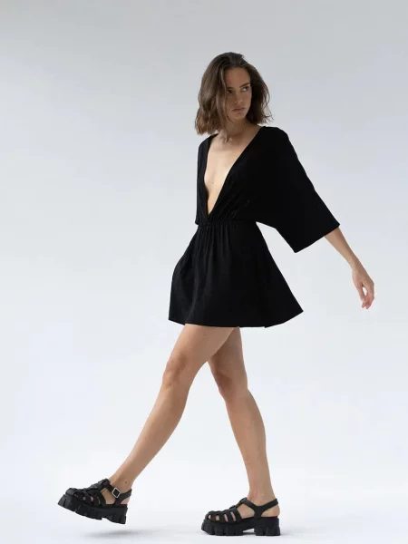Muuv. Muuv rochie kimono din vâscoză DUE negru