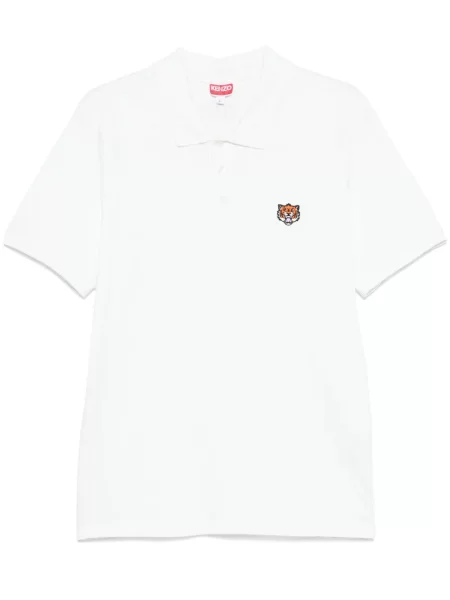 Polo Kenzo cu broderie cu dungi de tigru alb