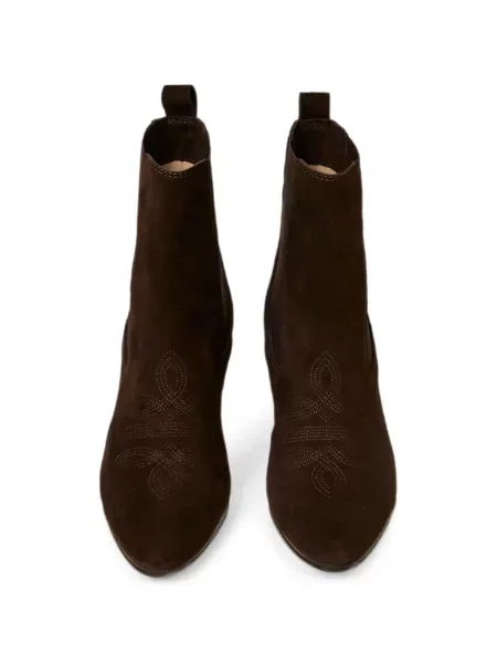 Cizme scurte Twinset din piele de căprioară maro