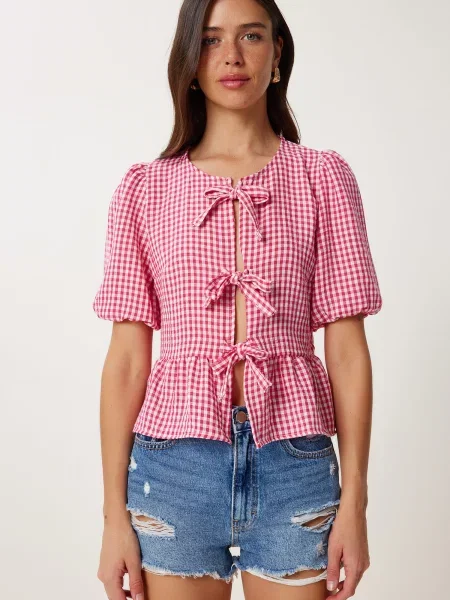 Happiness İstanbul Bluză magenta alb