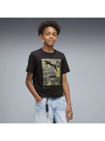 Młodzieżowa koszulka PUMA Sport Camo z grafiką Akcesoria czarny
