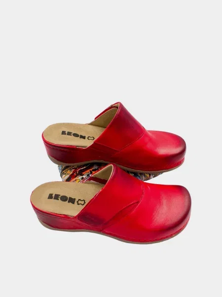 Кожаные сабо Leon красные