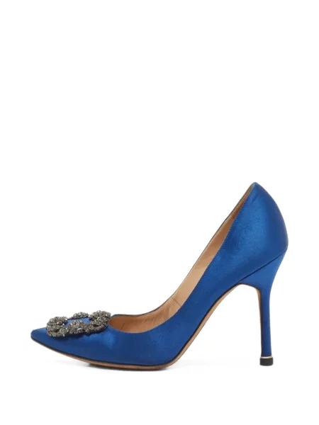 Pantofi cu toc Manolo Blahnik cu cataramă albastru