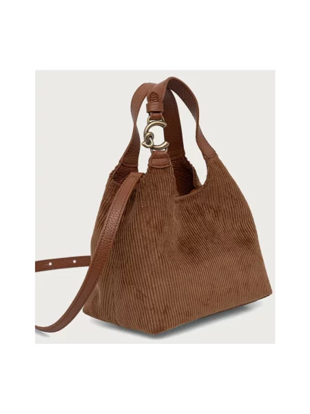 Coccinelle torebka crossbody sztruksowa brązowa