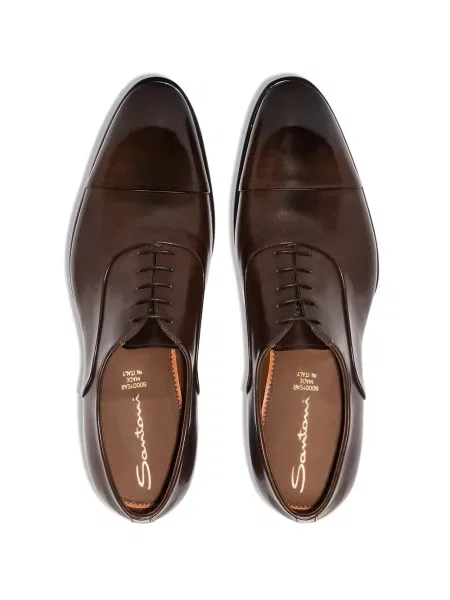 Σκαρπίνια oxford Santoni με κορδόνια με δαντέλα καφέ