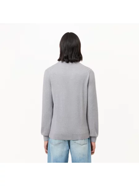 Lacoste Sweter Z Okrągłym Dekoltem Z Organicznej Bawełny szary