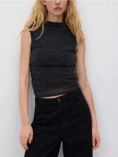 Reserved Bluză cu amestec de fibre metalizate negru