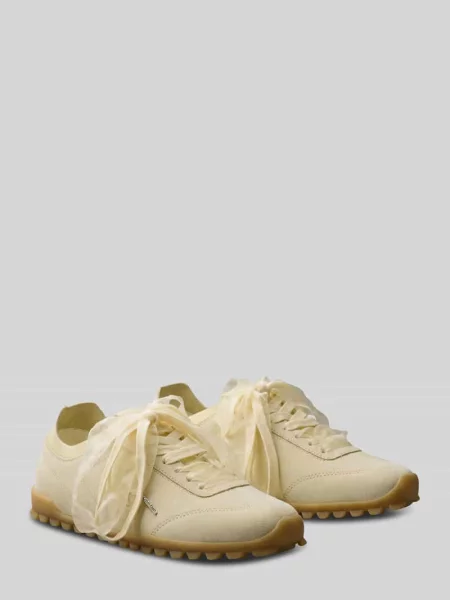 Sneakersy ze skóry welurowej z dwoma sznurowadłami Ck Calvin Klein żółte