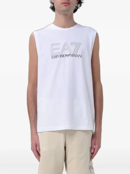 Cămașă Ea7 Emporio Armani cu imagine alb