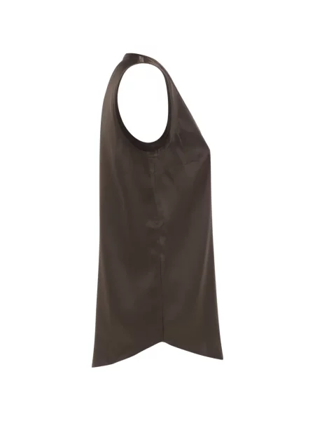 Reversibil top Brunello Cucinelli din satin maro