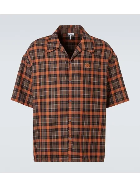 Cămașă Loewe în carouri portocaliu