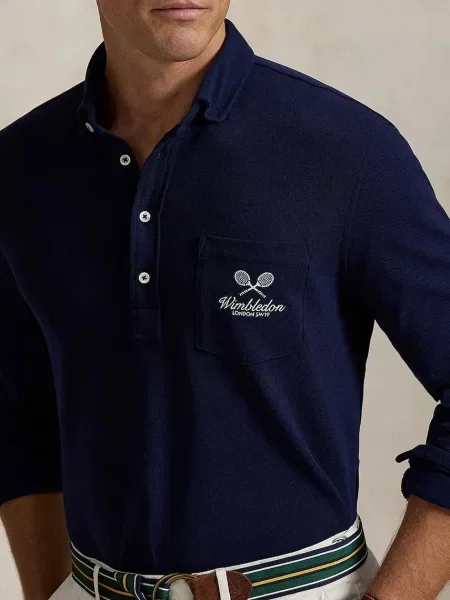 Однотонный лонгслив Polo Ralph Lauren синий
