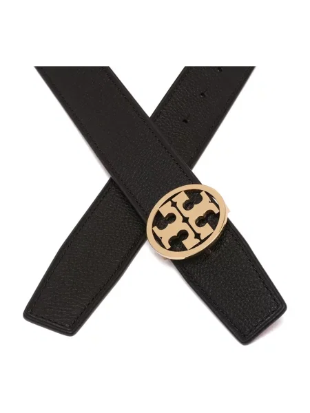 Pasek Tory Burch skórzany z paskiem dwustronny czarny