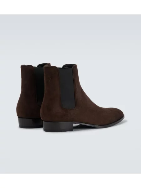 Botine chelsea Saint Laurent din piele de căprioară maro