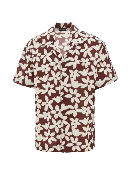 Къс риза Emporio Armani на цветя кафяво