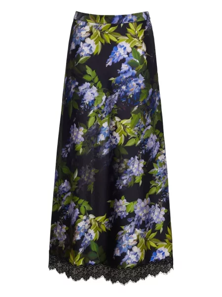 Fustă Cara Cara cu model floral din dantelă negru