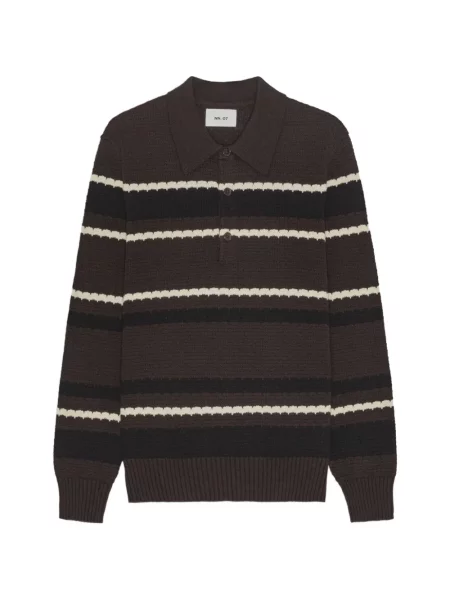 Поло тениска Nn07 на райета кафяво