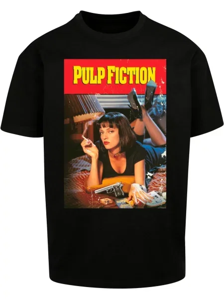 Merchcode Tričko Pulp Fiction Poster béžová / žlutá / karmínově červené černá