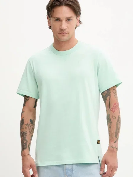 Тениска G-Star Raw с изчистен дизайн синьо