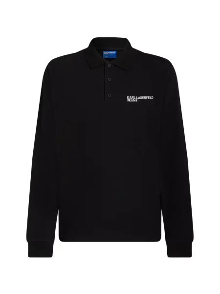 Lung tricou polo Karl Lagerfeld Jeans negru