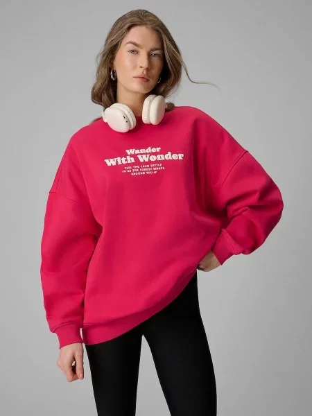 Bluza dresowa oversize bez kaptura 4F różowa
