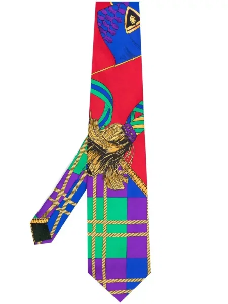 Hedvábná kravata Versace Pre-owned s potiskem s vázáním červená