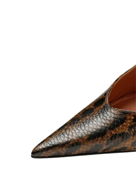 Sandale Amina Muaddi din piele cu imagine cu model leopard maro